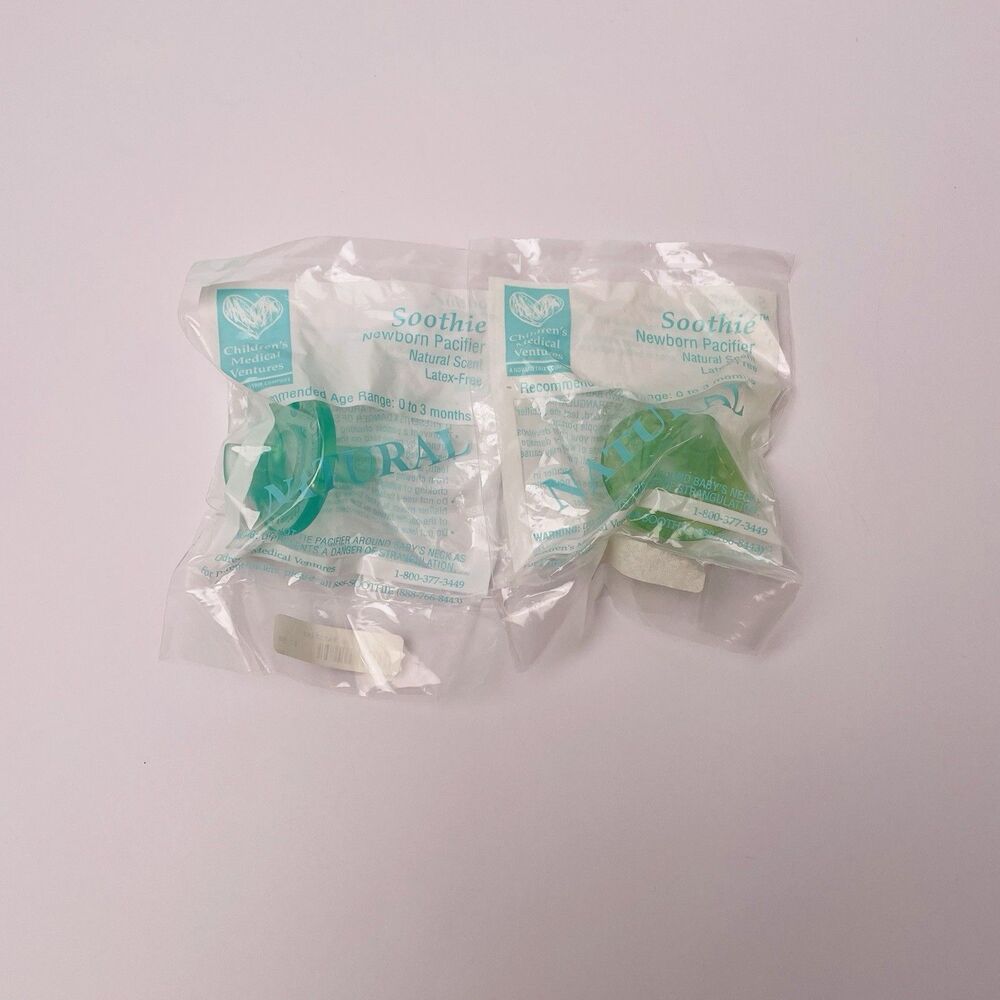 Vintage Soothie Newborn Pacifiers Childrens Medical Ventures Natural Scent Lot 2